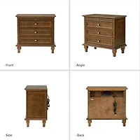 Walnut Brown Dominic 3 Drawer Charging Nightstand