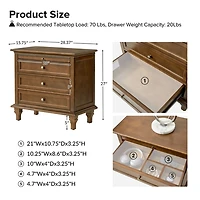 Walnut Brown Dominic 3 Drawer Charging Nightstand