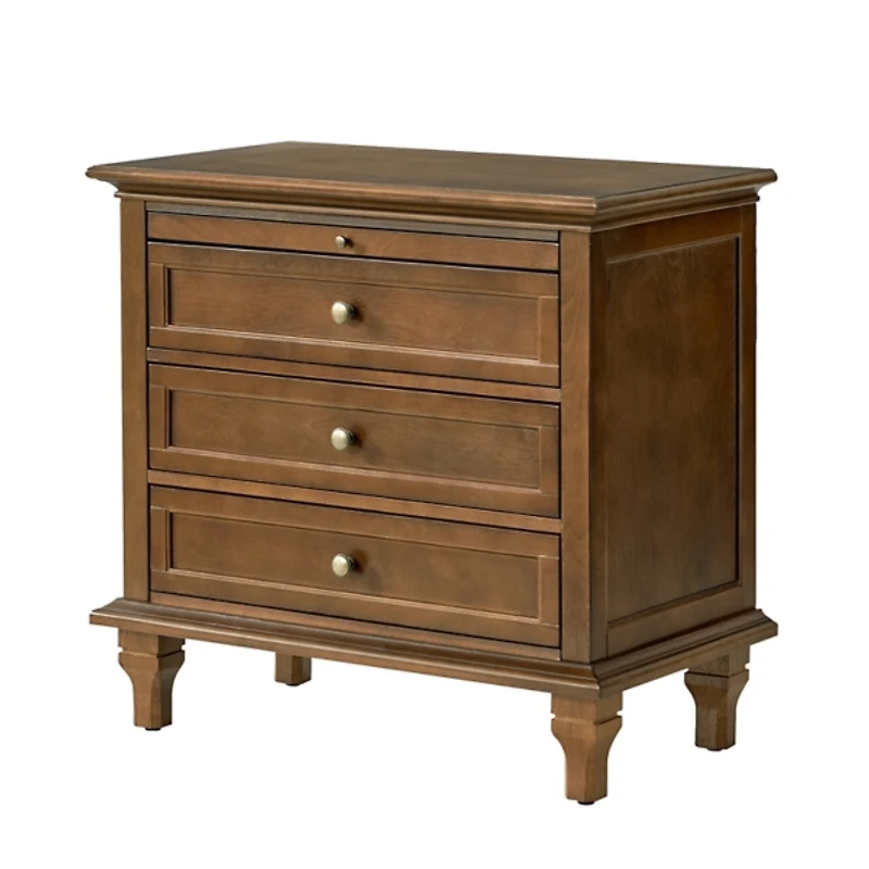 Walnut Brown Dominic 3 Drawer Charging Nightstand