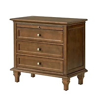 Walnut Brown Dominic 3 Drawer Charging Nightstand