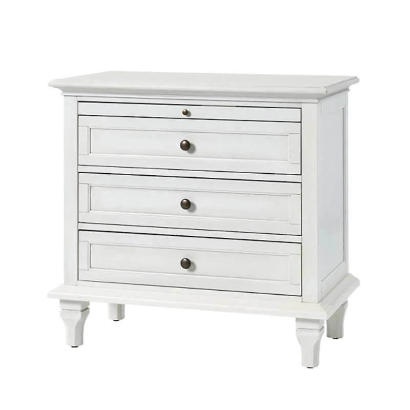 White Wood Dominic 3 Drawer Charging Nightstand