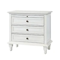 White Wood Dominic 3 Drawer Charging Nightstand