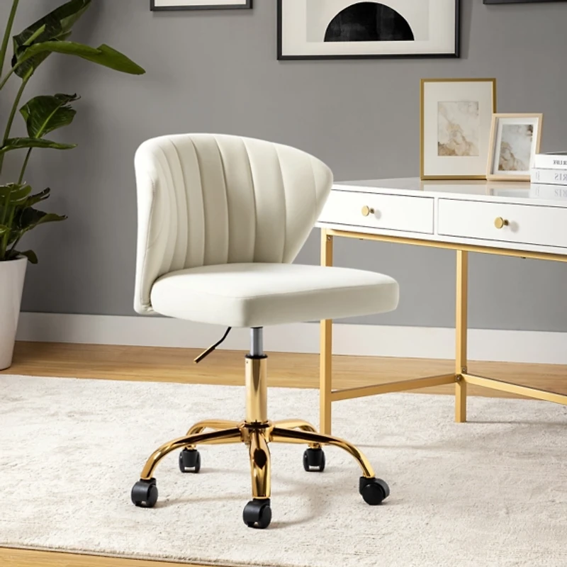 Ivory Velvet Ilia Office Chair
