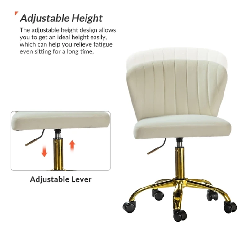 Ivory Velvet Ilia Office Chair