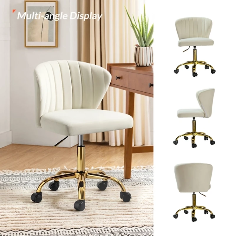 Ivory Velvet Ilia Office Chair