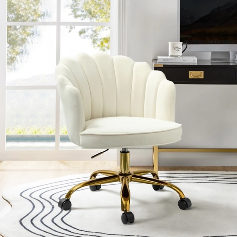 Ivory Velvet Belanda Office Chair