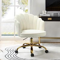 Ivory Velvet Belanda Office Chair
