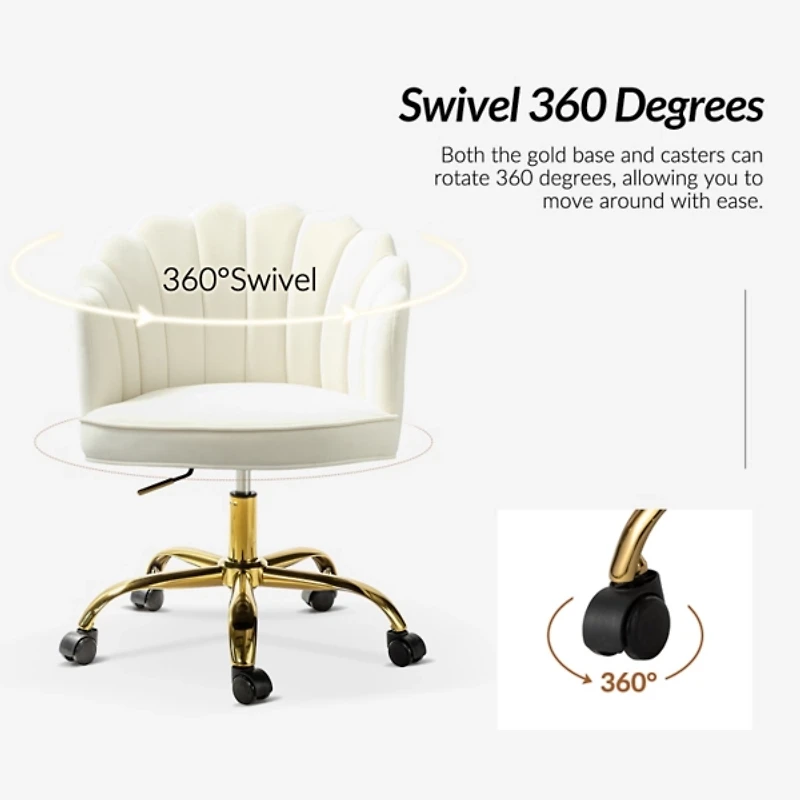 Ivory Velvet Belanda Office Chair