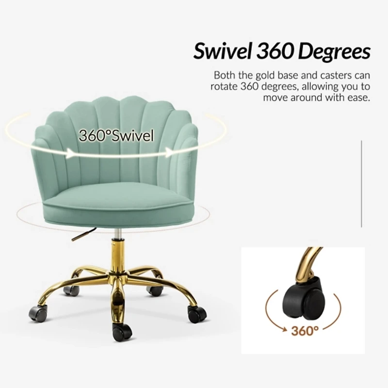 Sage Velvet Belanda Office Chair