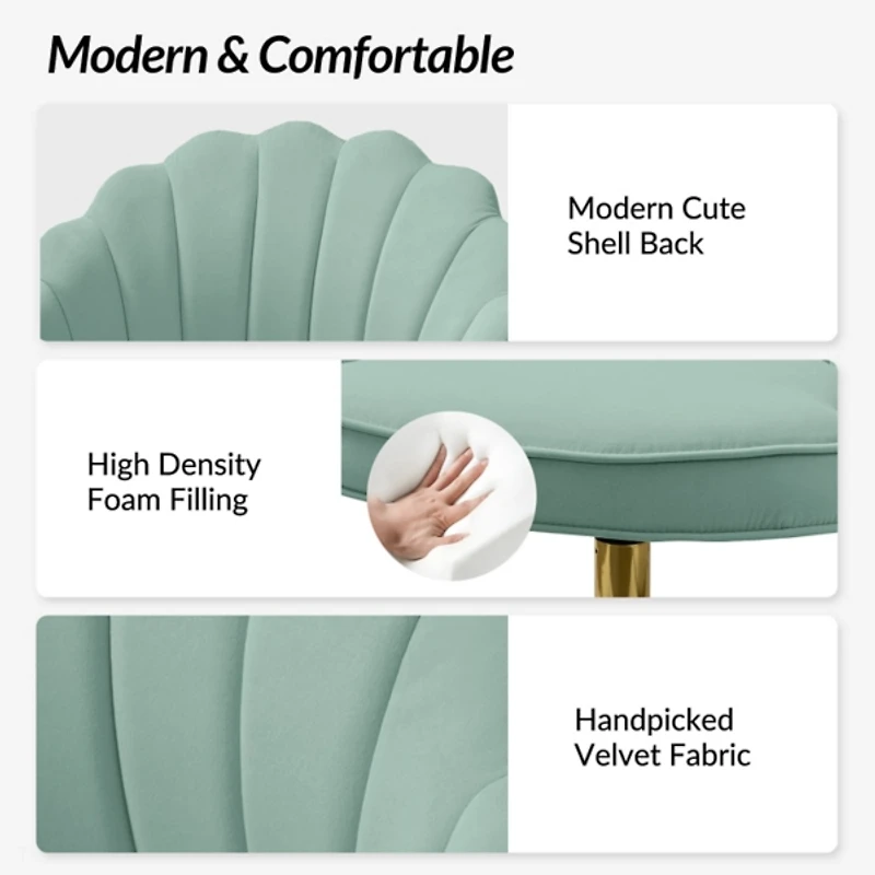 Sage Velvet Belanda Office Chair