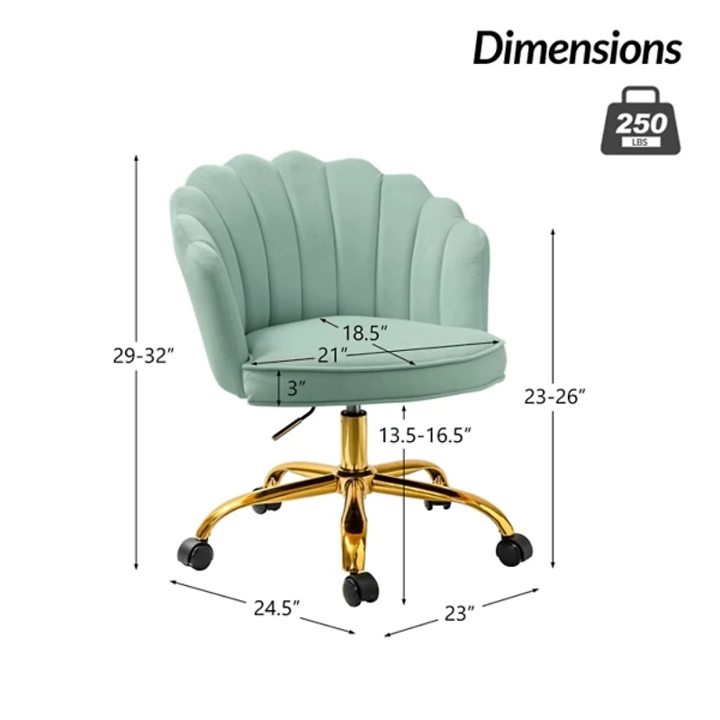 Sage Velvet Belanda Office Chair