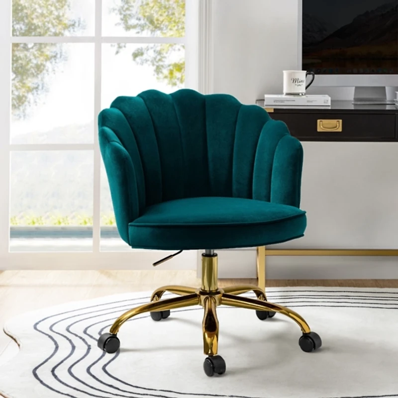 Teal Velvet Belanda Office Chair