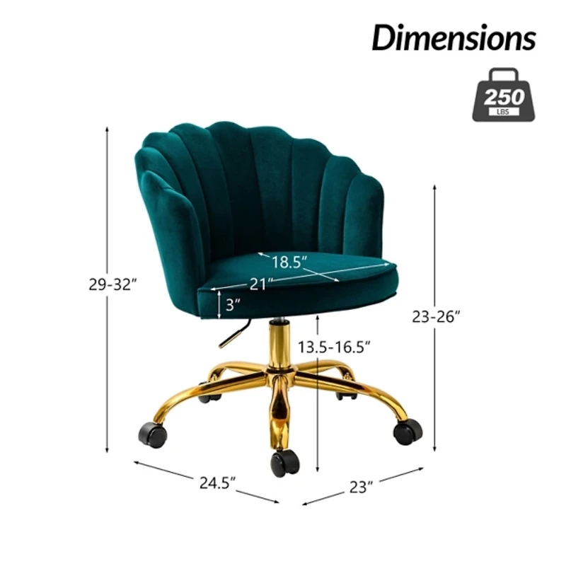 Teal Velvet Belanda Office Chair