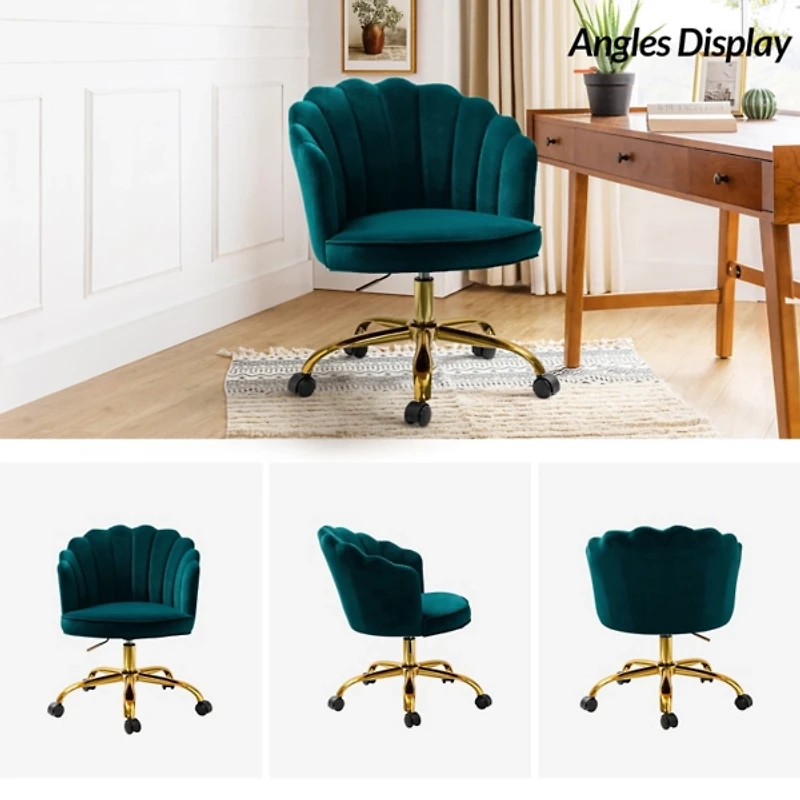 Teal Velvet Belanda Office Chair