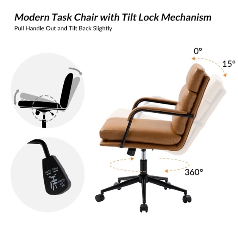 Camel Faux Leather Indigo Office Chair