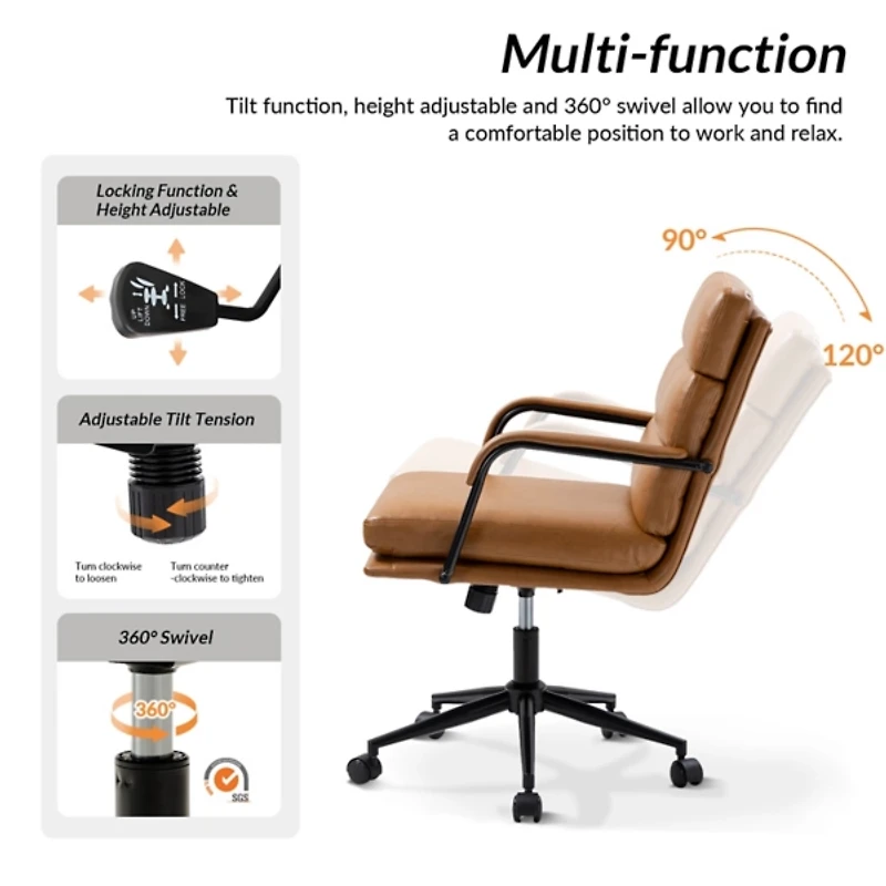 Camel Faux Leather Indigo Office Chair