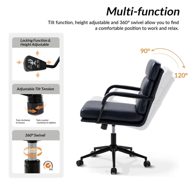 Navy Faux Leather Indigo Office Chair