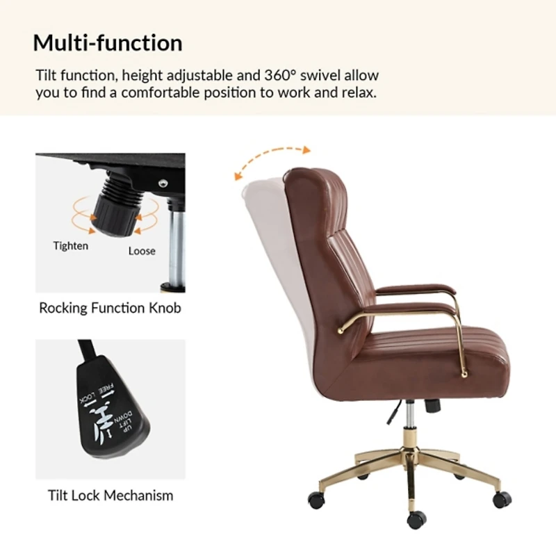 Brown Faux Leather Conan Executive Office Chair