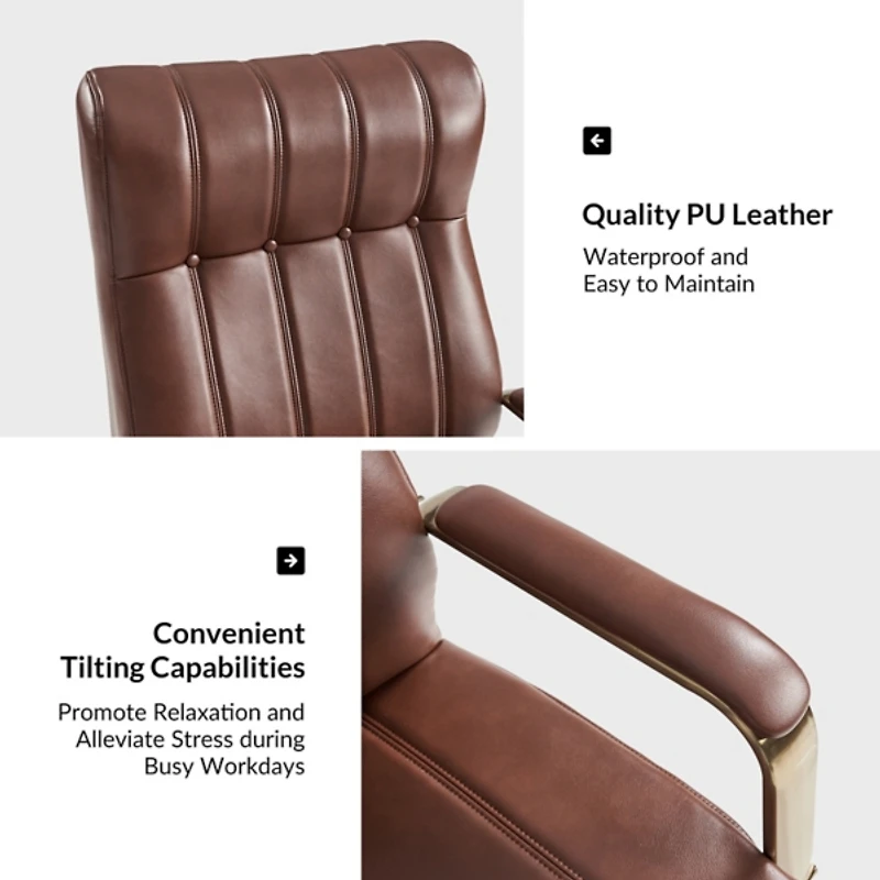 Brown Faux Leather Conan Executive Office Chair