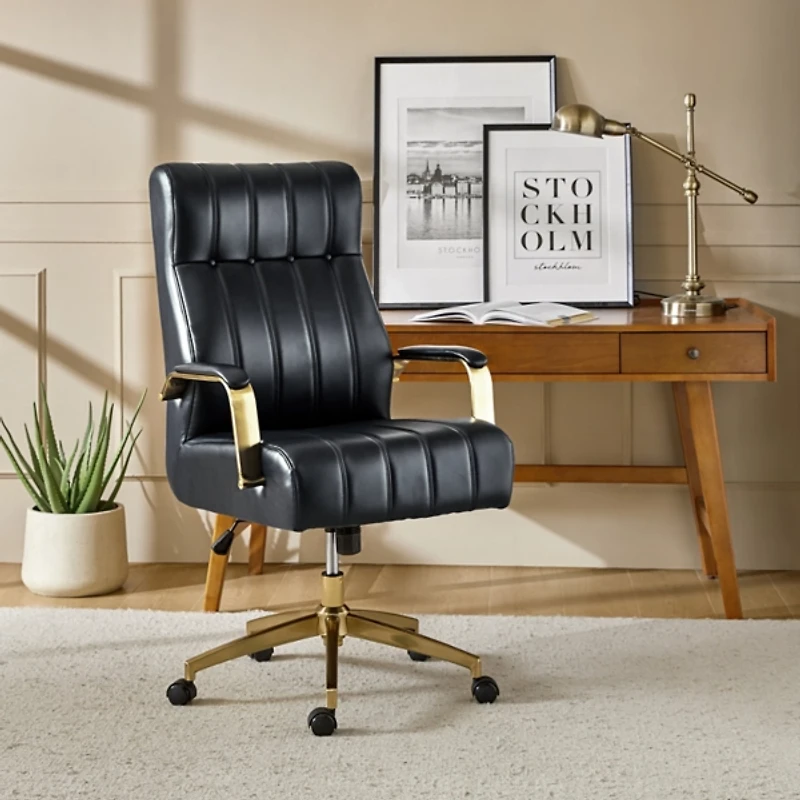 Navy Faux Leather Conan Executive Office Chair