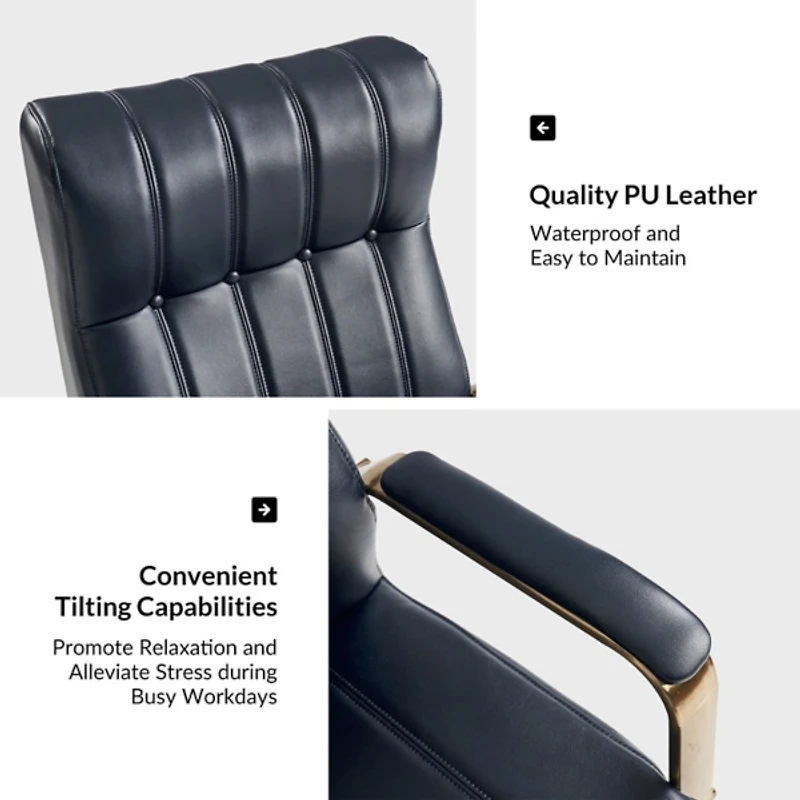 Navy Faux Leather Conan Executive Office Chair