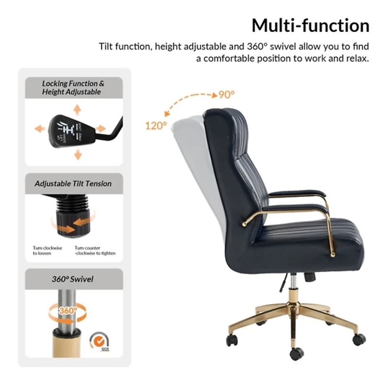 Navy Faux Leather Conan Executive Office Chair