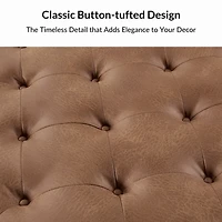 Camel Faux Leather Irvin Flip-Top Storage Ottoman