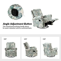 Blue Floral Kaspar Swivel Manual Recliner