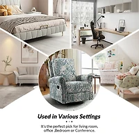 Blue Floral Kaspar Swivel Manual Recliner