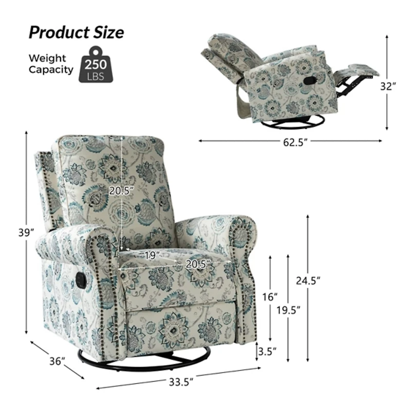 Blue Medallion Kaspar Swivel Manual Recliner