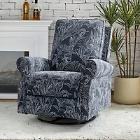 Navy Leaves Kaspar Swivel Manual Recliner