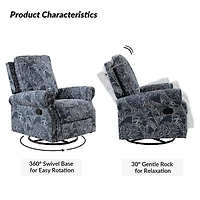 Navy Leaves Kaspar Swivel Manual Recliner