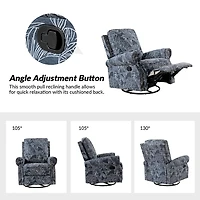 Navy Leaves Kaspar Swivel Manual Recliner