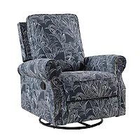 Navy Leaves Kaspar Swivel Manual Recliner