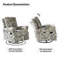 Teal Floral Kaspar Swivel Manual Recliner