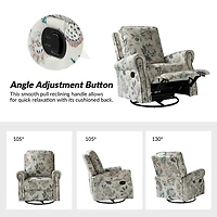 Teal Floral Kaspar Swivel Manual Recliner
