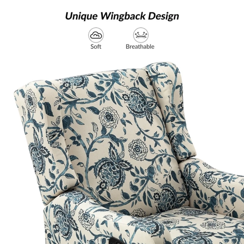 Blue Floral George Wingback Recliner