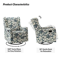Blue Floral George Wingback Recliner
