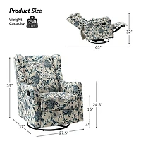 Blue Floral George Wingback Recliner