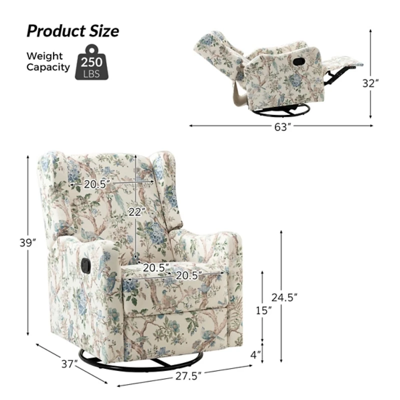 Blue Bird George Wingback Recliner