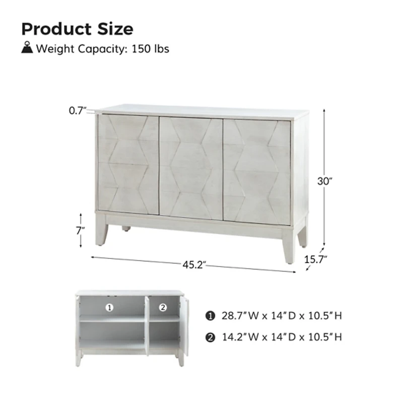 White Wood Joyce Sideboard