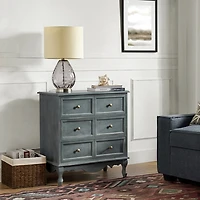 Rustic Blue Hippe 3-Drawer Charging Nightstand