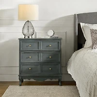 Rustic Blue Hippe 3-Drawer Charging Nightstand