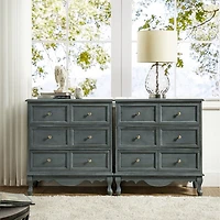 Rustic Blue Hippe 3-Drawer Charging Nightstand
