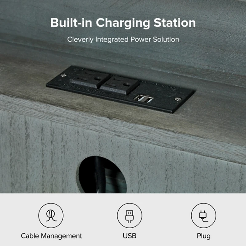 Rustic Blue Hippe 3-Drawer Charging Nightstand