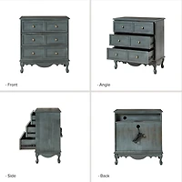 Rustic Blue Hippe 3-Drawer Charging Nightstand