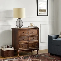 Rustic Walnut Hippe 3-Drawer Charging Nightstand