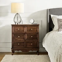Rustic Walnut Hippe 3-Drawer Charging Nightstand