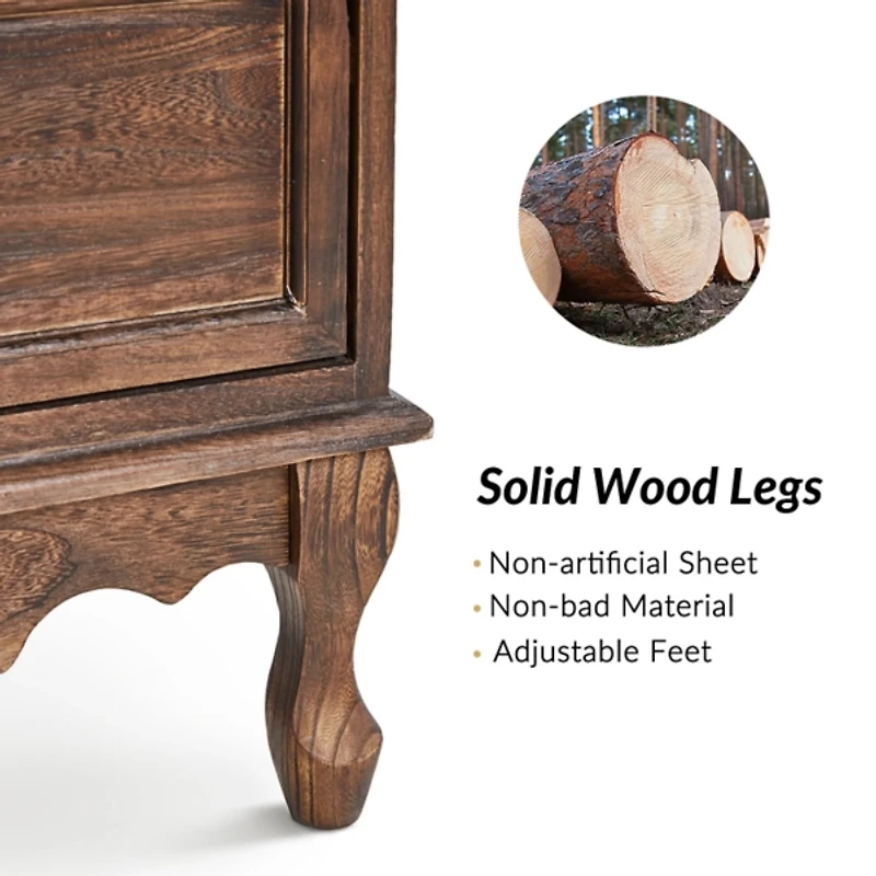 Rustic Walnut Hippe 3-Drawer Charging Nightstand