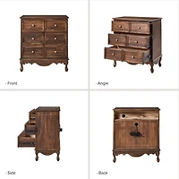 Rustic Walnut Hippe 3-Drawer Charging Nightstand